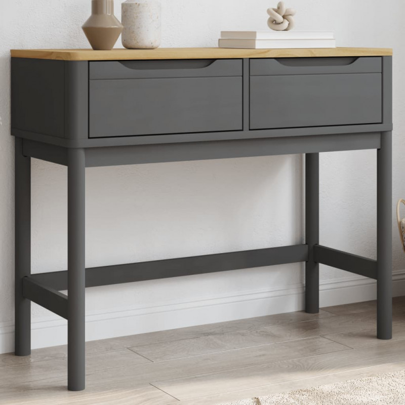 Stolik konsolowy FLORO, szary, 89,5x36,5x73 cm, drewno sosnowe