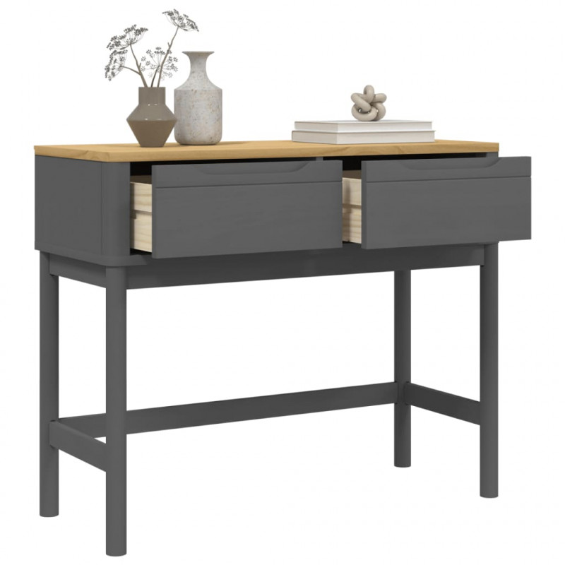 Stolik konsolowy FLORO, szary, 89,5x36,5x73 cm, drewno sosnowe