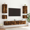 Ścienna szafka TV z LED, przydymiony dąb, 100x35x31 cm