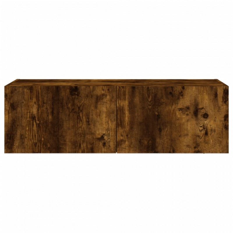 Ścienna szafka TV z LED, przydymiony dąb, 100x35x31 cm
