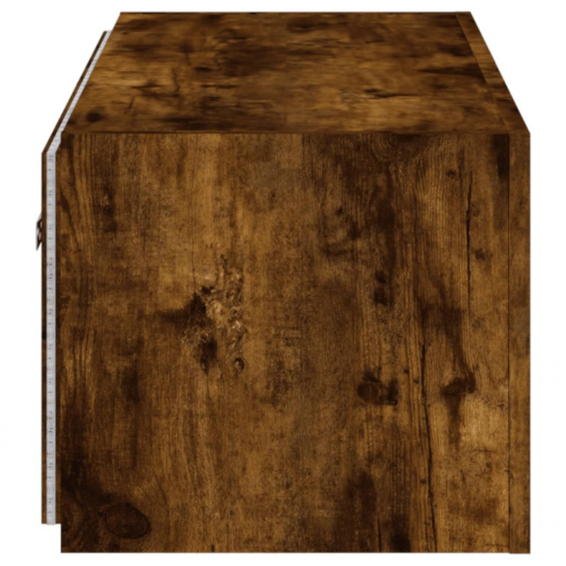Ścienna szafka TV z LED, przydymiony dąb, 100x35x31 cm