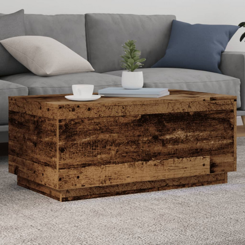 Stolik kawowy z oświetleniem LED, stare drewno, 90x50x40 cm