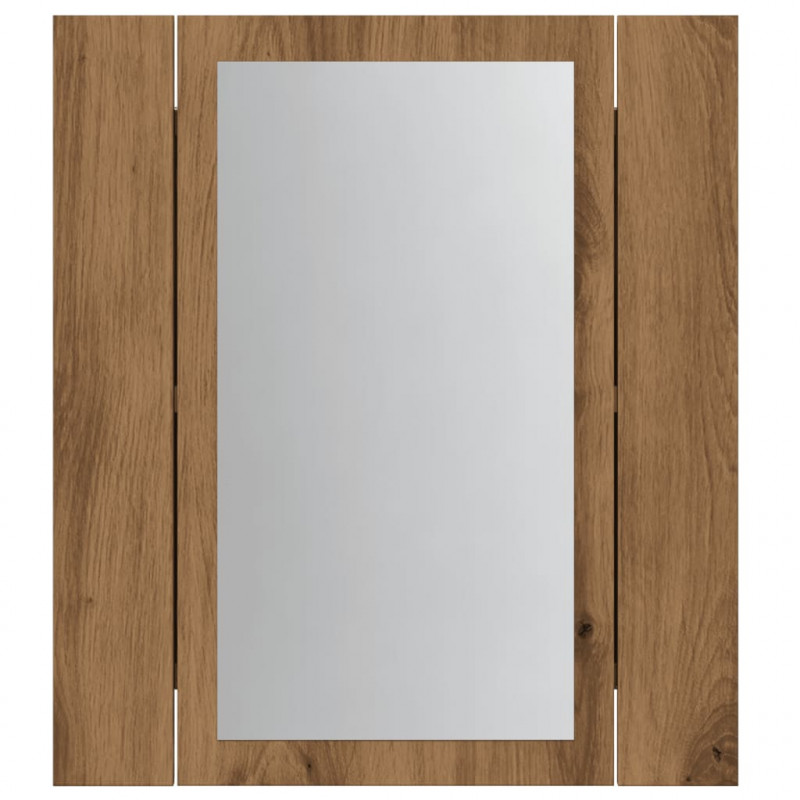 Szafka łazienkowa z lustrem i LED, dąb artisan, 40x12x45 cm