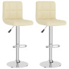 Stołki barowe, 2 szt., kremowe, tapicerowane tkaniną