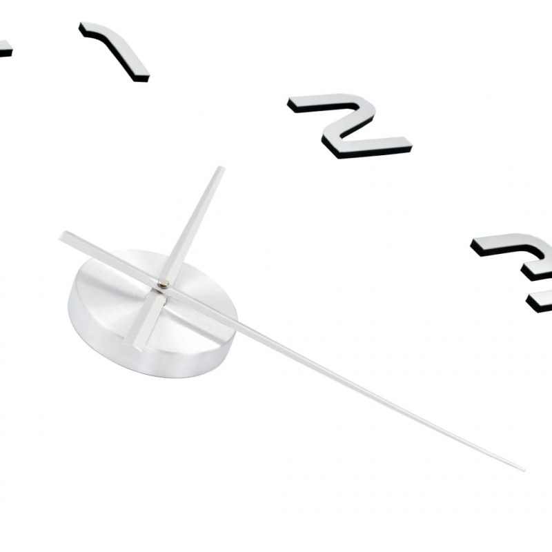 Zegar ścienny 3D, nowoczesny design, 100 cm, XXL, srebrny