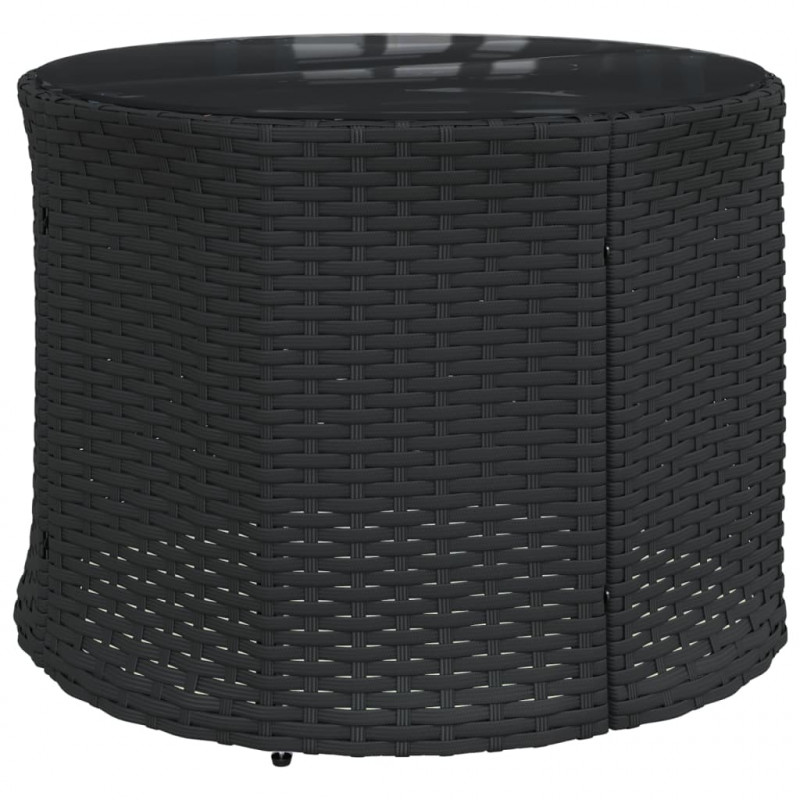 Sofa ogrodowa, stolik i poduszki, półokrągła, czarny rattan PE