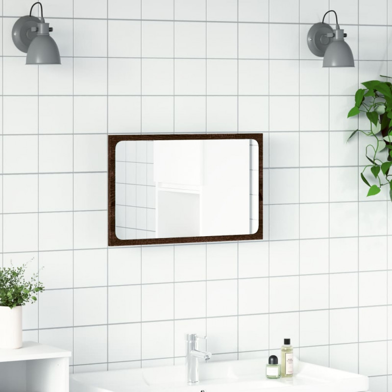 Lustro łazienkowe z LED, brązowy dąb, 60x8,5x38 cm