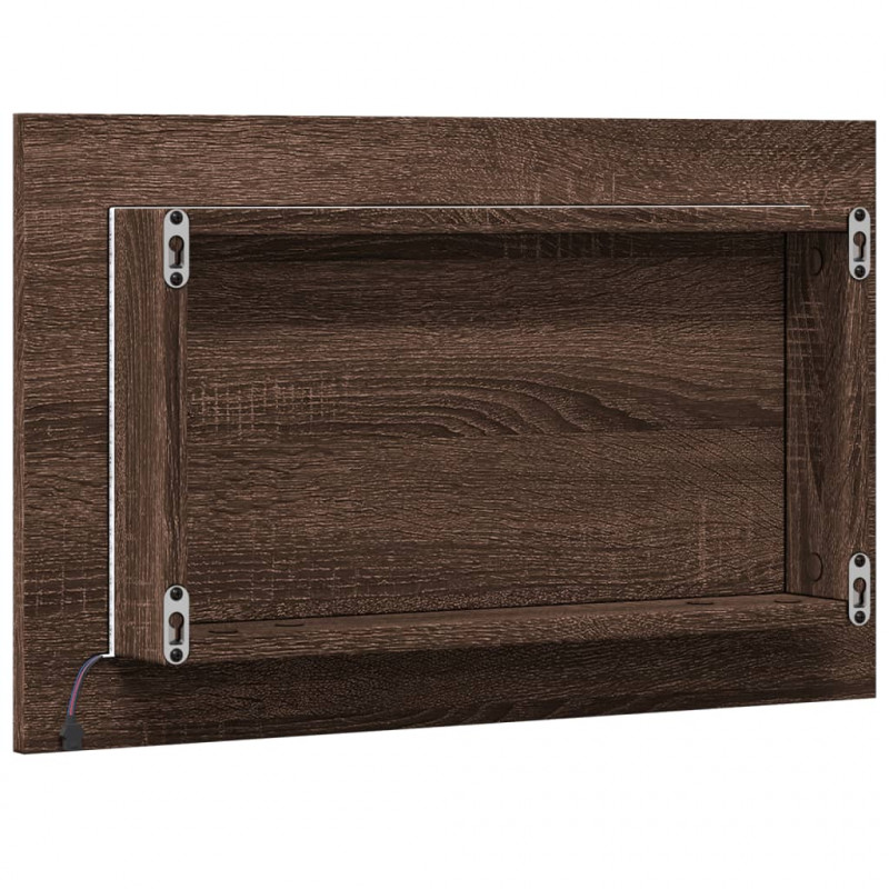 Lustro łazienkowe z LED, brązowy dąb, 60x8,5x38 cm