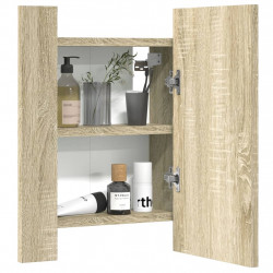 Szafka łazienkowa z lustrem i LED, dąb sonoma, 40x12x45 cm