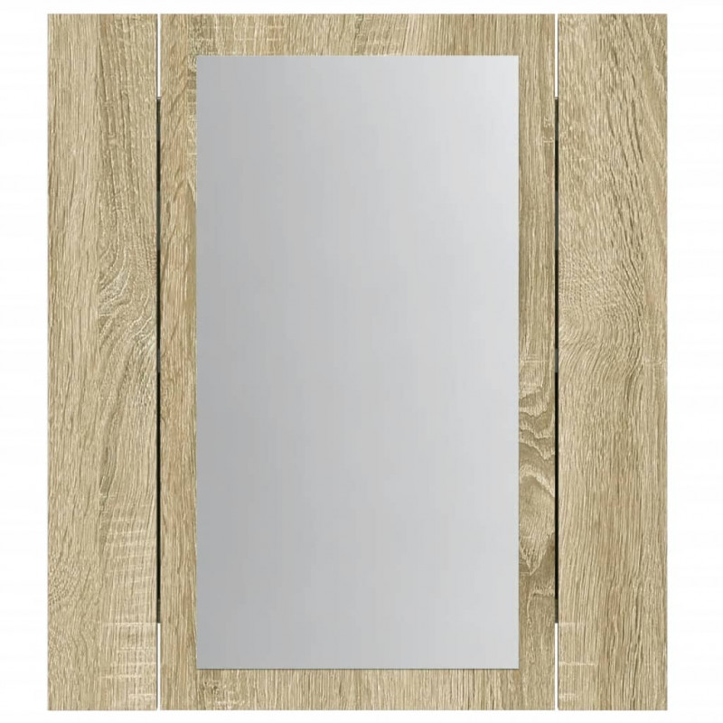 Szafka łazienkowa z lustrem i LED, dąb sonoma, 40x12x45 cm