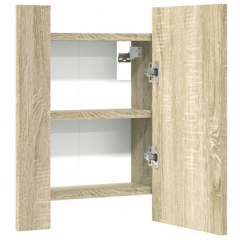 Szafka łazienkowa z lustrem i LED, dąb sonoma, 40x12x45 cm