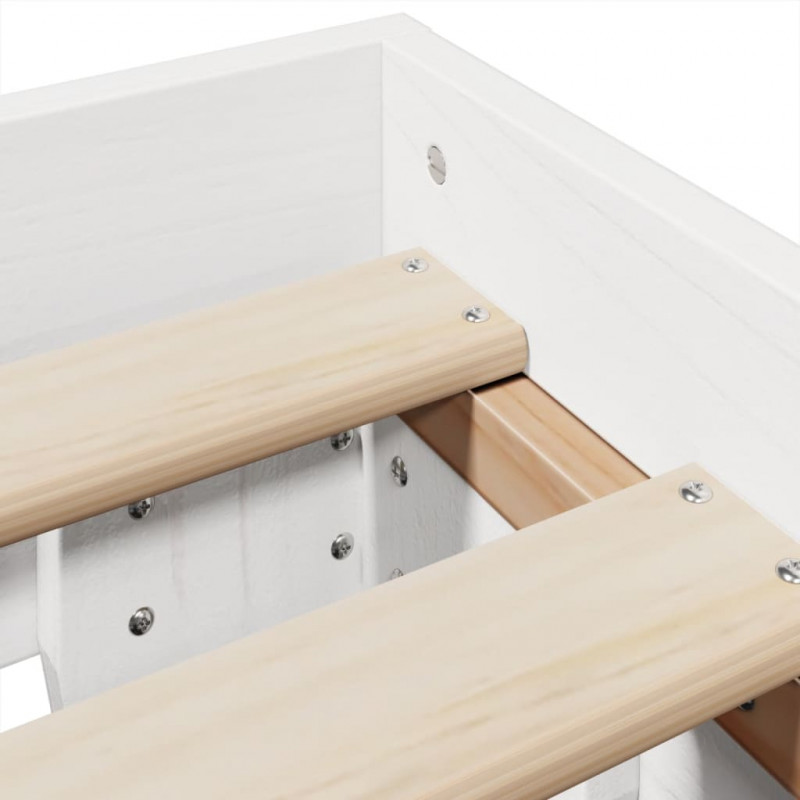 Rama łóżka bez materaca, biała, 120x200 cm, drewno sosnowe