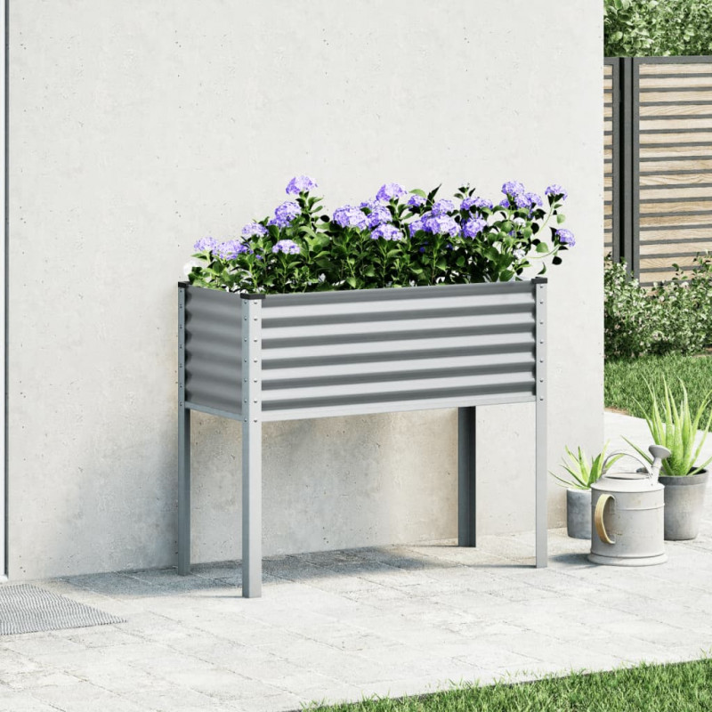 Donica ogrodowa, szara, 100x41x90 cm, stal