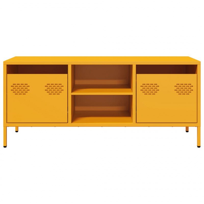 Szafka RTV, żółta, 101,5x39x43,5 cm, stal walcowana na zimno