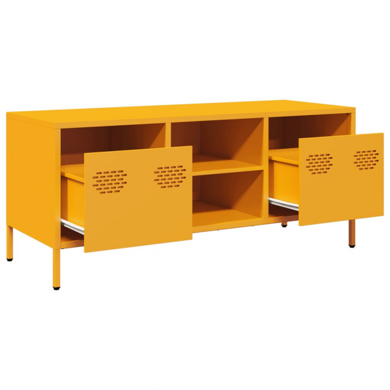Szafka RTV, żółta, 101,5x39x43,5 cm, stal walcowana na zimno