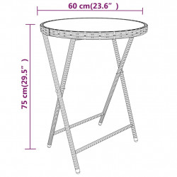 5-cz. zestaw mebli bistro, rattan PE i hartowane szkło, szary