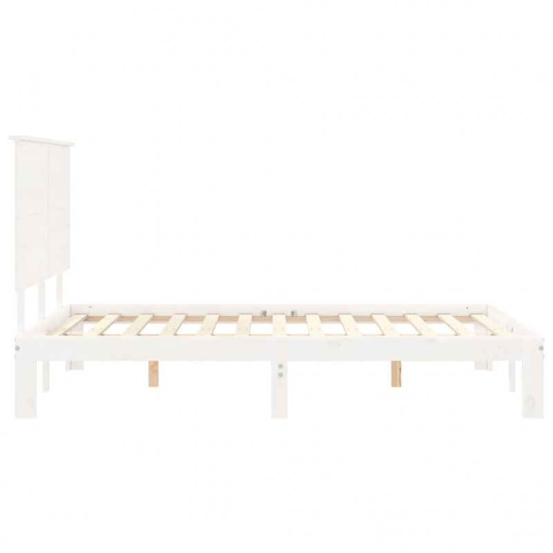 Rama łóżka bez materaca, biała, 140x200 cm, lite drewno sosnowe