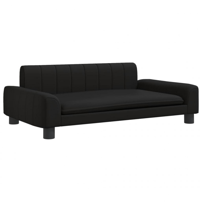 Sofa dla dzieci, czarna, 90x53x30 cm, sztuczna skóra
