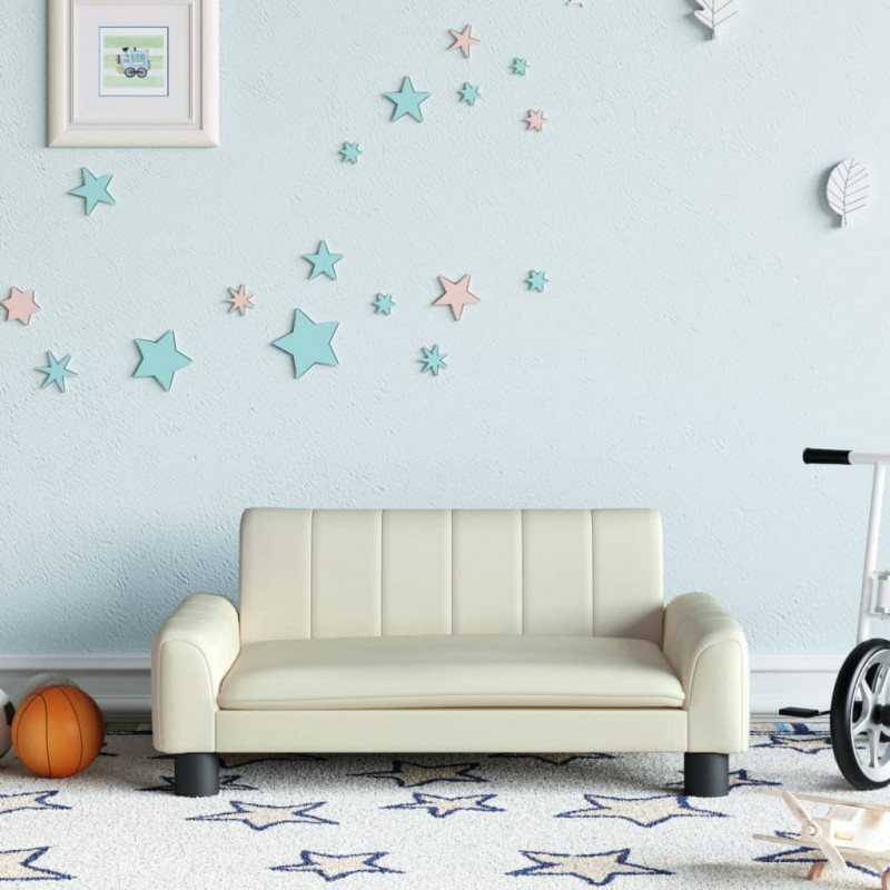 Sofa dla dzieci, kremowa, 70x45x30 cm, sztuczna skóra