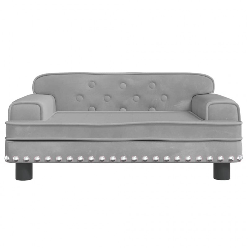 Sofa dla dzieci, jasnoszara, 70x45x30 cm, aksamit