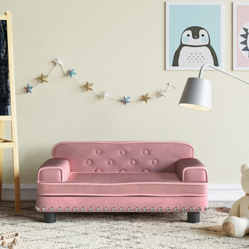 Sofa dla dzieci, różowa, 70x45x30 cm, aksamit