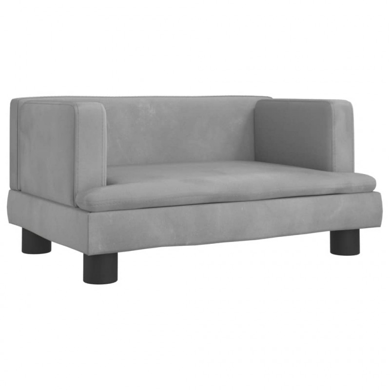 Sofa dla dzieci, jasnoszara, 60x40x30 cm, aksamit