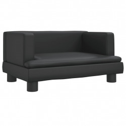 Sofa dla dzieci, czarna, 60x40x30 cm, sztuczna skóra