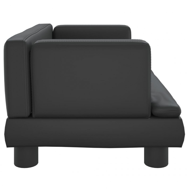 Sofa dla dzieci, czarna, 60x40x30 cm, sztuczna skóra
