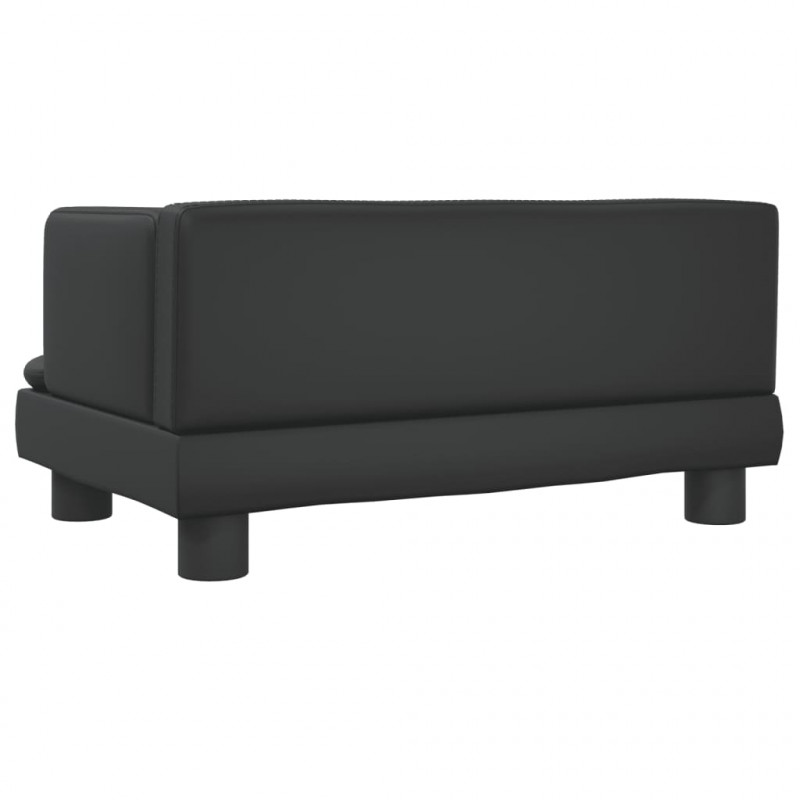Sofa dla dzieci, czarna, 60x40x30 cm, sztuczna skóra