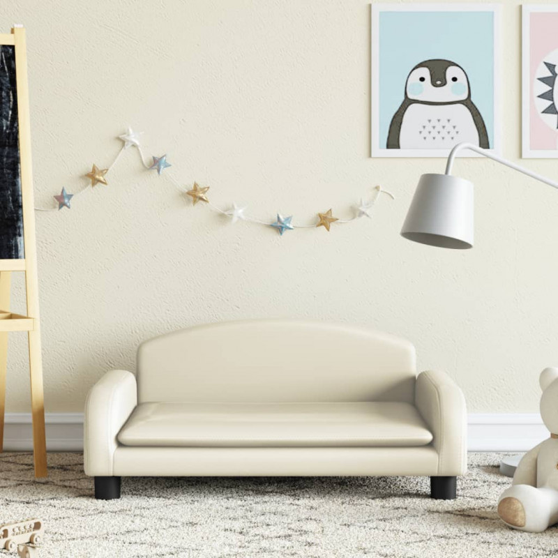 Sofa dla dzieci, kremowa, 70x45x30 cm, sztuczna skóra