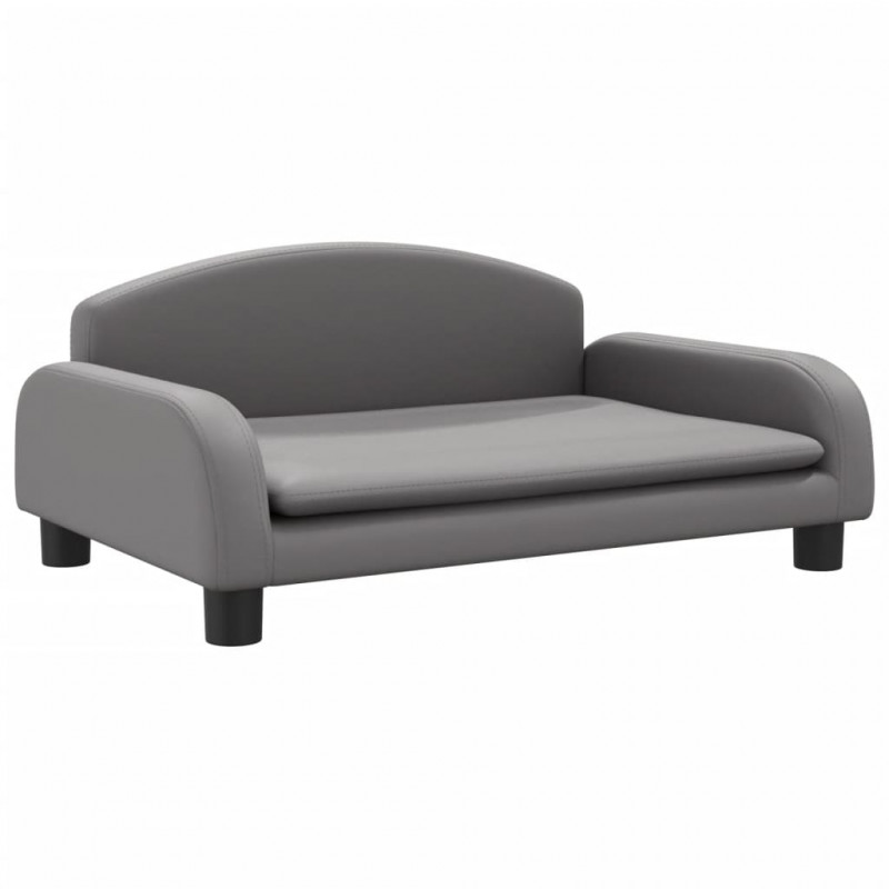Sofa dla dzieci, szara, 70x45x30 cm, sztuczna skóra