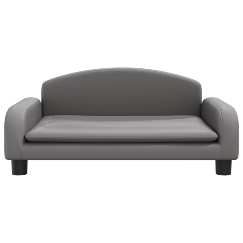 Sofa dla dzieci, szara, 70x45x30 cm, sztuczna skóra