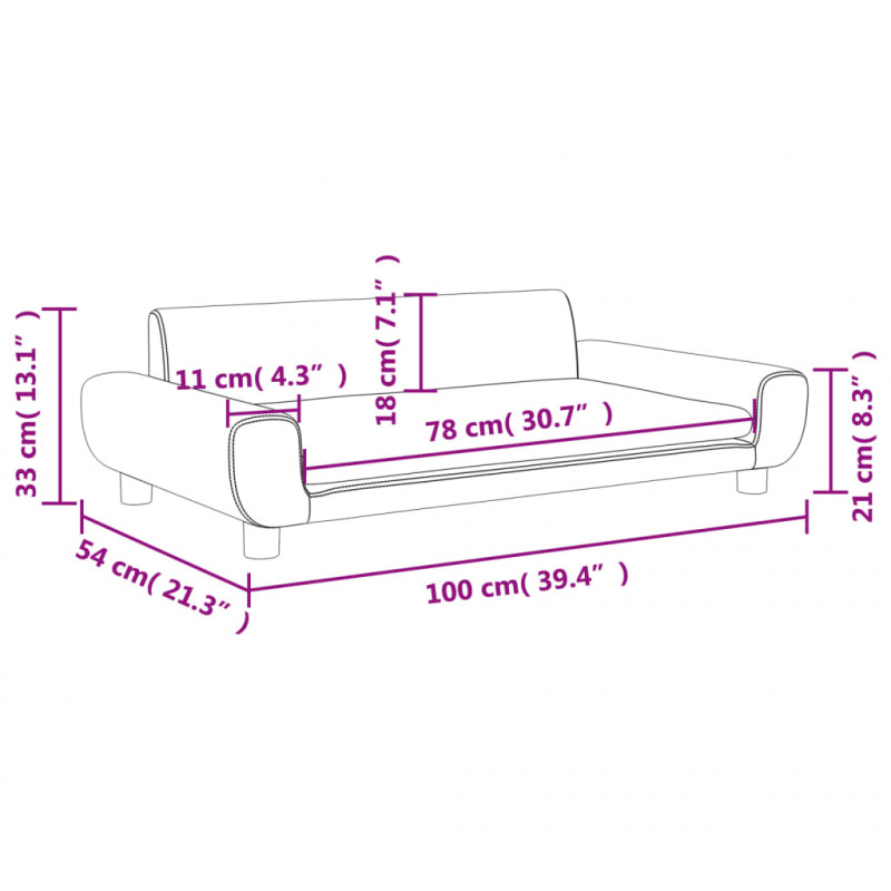 Sofa dla dzieci, kremowe, 100x54x33 cm, aksamit