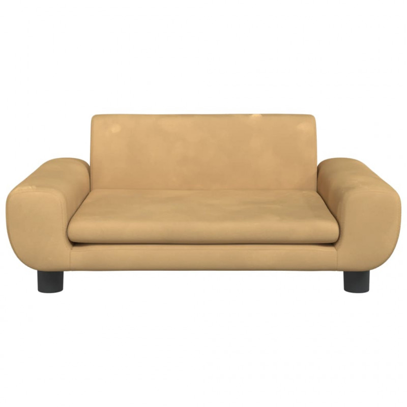 Sofa dla dzieci, brązowa, 70x45x33 cm, aksamit