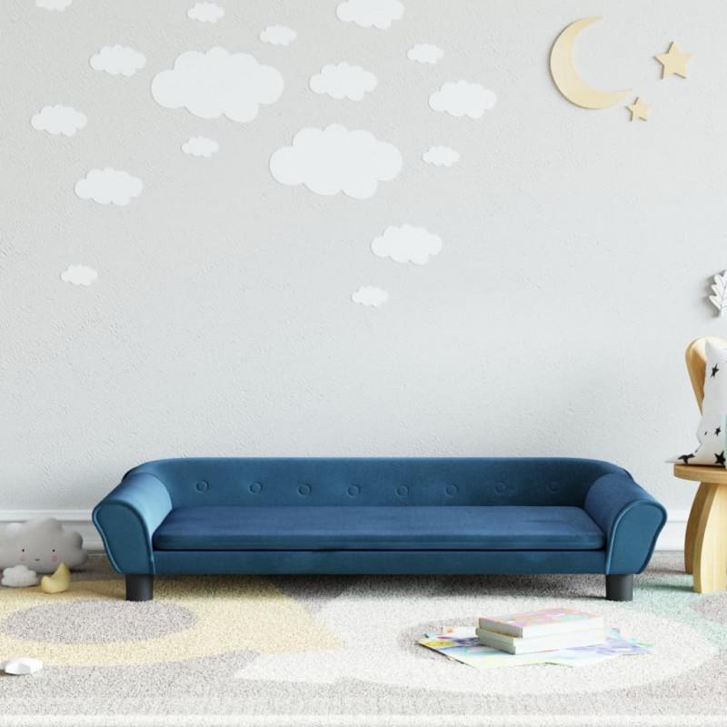 Sofa dla dzieci, niebieska, 100x50x26 cm, aksamit