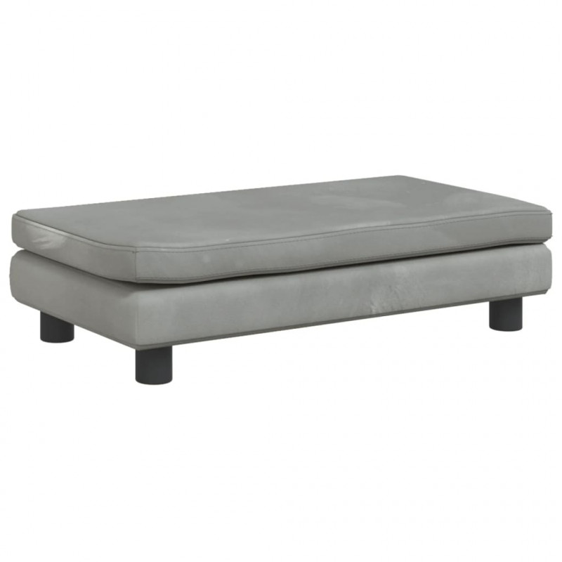 Sofa dziecięca z podnóżkiem, jasnoszara, 100x50x30 cm, aksamit