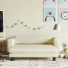 Sofa dziecięca z podnóżkiem, kremowa, 100x50x30 cm, ekoskóra