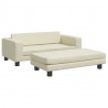 Sofa dziecięca z podnóżkiem, kremowa, 100x50x30 cm, ekoskóra
