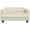 Sofa dziecięca z podnóżkiem, kremowa, 100x50x30 cm, ekoskóra