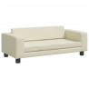Sofa dziecięca z podnóżkiem, kremowa, 100x50x30 cm, ekoskóra