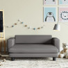 Sofa dziecięca z podnóżkiem, szara, 100x50x30 cm, ekoskóra