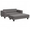 Sofa dziecięca z podnóżkiem, szara, 100x50x30 cm, ekoskóra
