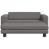 Sofa dziecięca z podnóżkiem, szara, 100x50x30 cm, ekoskóra