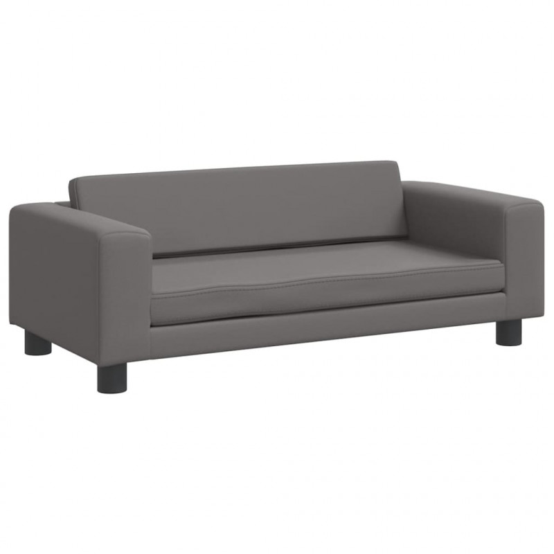 Sofa dziecięca z podnóżkiem, szara, 100x50x30 cm, ekoskóra