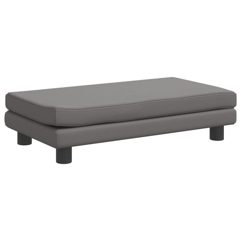 Sofa dziecięca z podnóżkiem, szara, 100x50x30 cm, ekoskóra