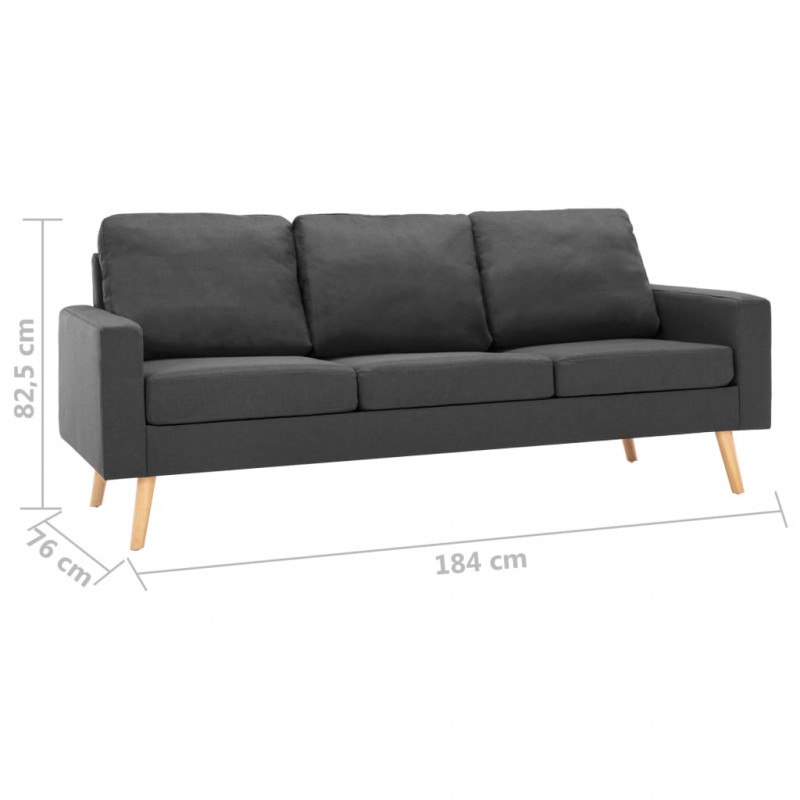3-osobowa sofa, ciemnoszara, tapicerowana tkaniną