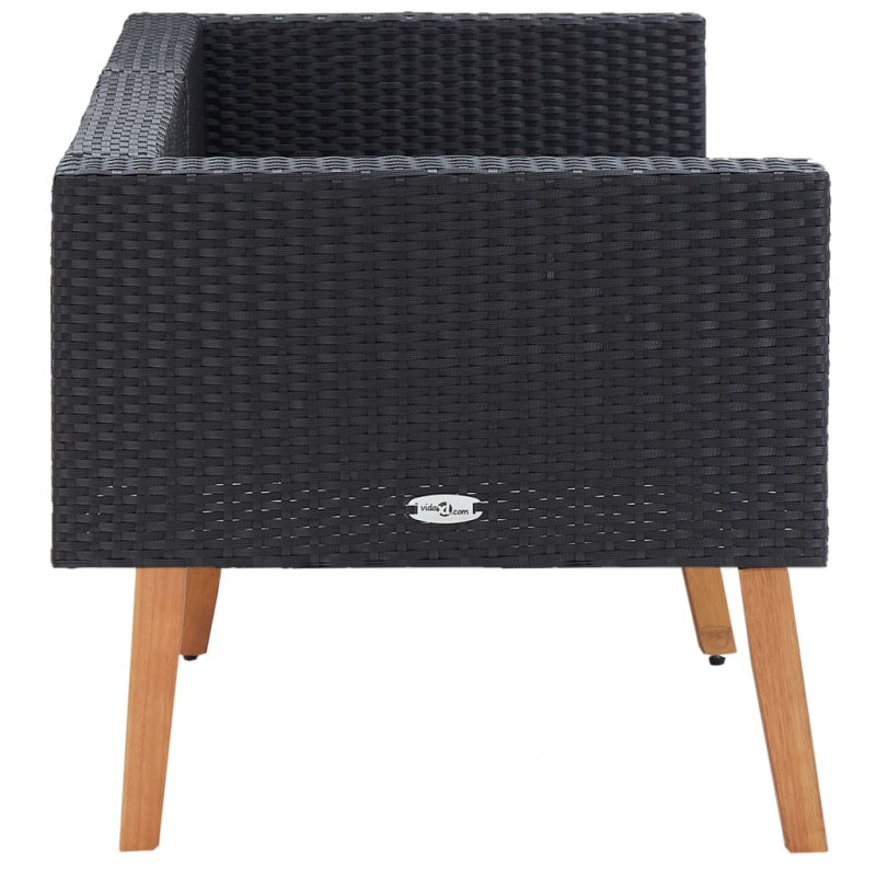 2-osobowa sofa ogrodowa z poduszkami, rattan PE, czarny