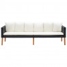 3-osobowa sofa ogrodowa z poduszkami, rattan PE, czarny