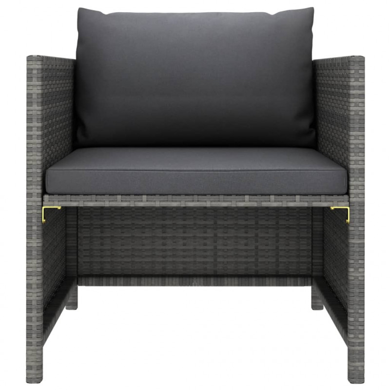 Sofa ogrodowa z poduszkami, szara, polirattanowa