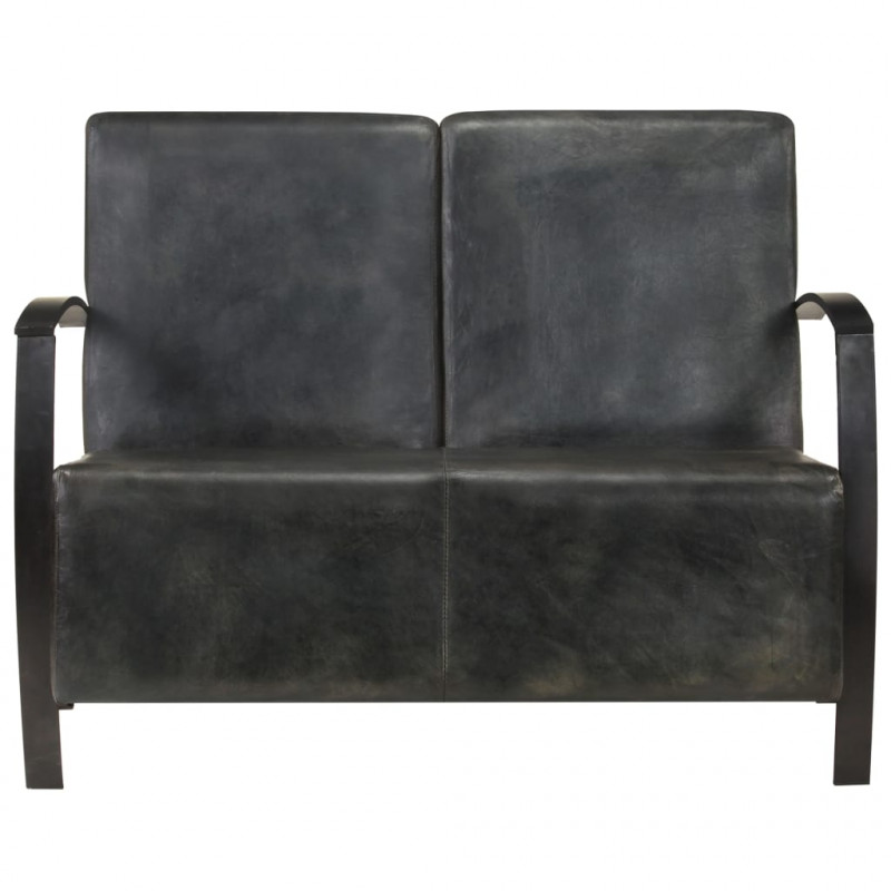 2-osobowa sofa, postarzany szary kolor, skóra naturalna